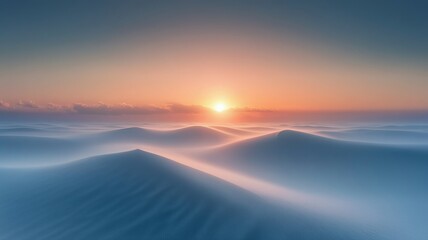 Desert Scenery Grandiose Landscape Nature Sand Dune Mist