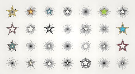 Abstract Star Icons for Graphic Design