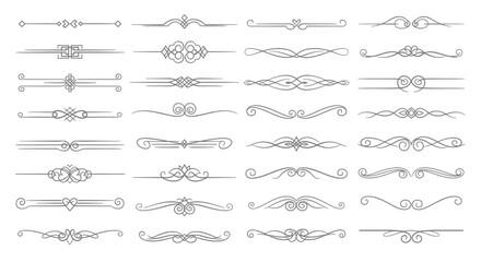 Vector Icons Set of Collection of Vintage Calligraphic Ornamental Text Dividers and Separators. EPS Editable