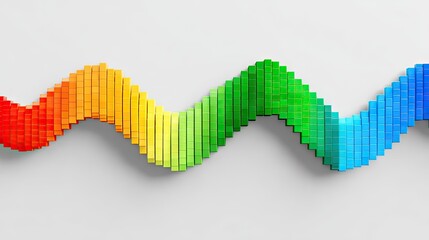 Colorful, pixelated wave design.