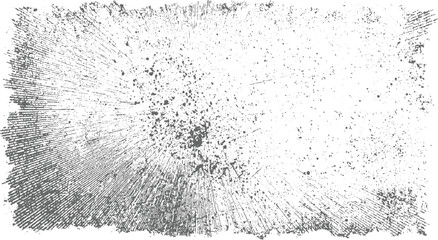 A distressed gray radial pattern with scattered dark dots and lines on a white background.