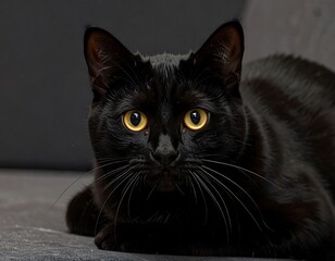 Black cat resting, close-up