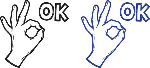 OK Hand Sign Illustration Drawing Symbol Gesture Vector Art