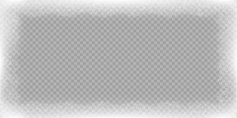 Frame with a transparent background and soft, faded white edges. Blurred snowy, frosted border vector illustration
