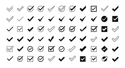 Vector Icons Set of Large collection of black check mark vector icons and symbols. EPS Editable