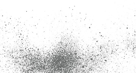 Gray speckles and dots of varying sizes are scattered across a white background creating a textured pattern.