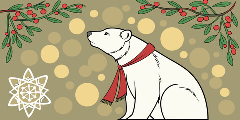 Christmas Polar Bear with Scarf