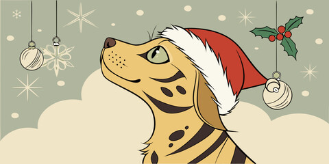 Christmas Dog with Santa Hat