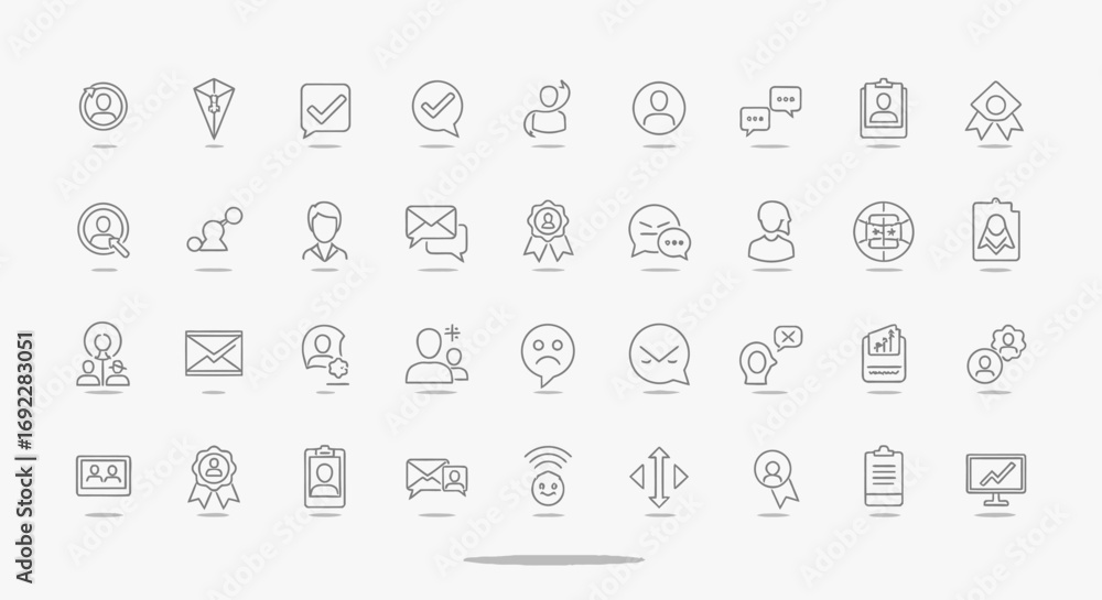 Poster Vector Icons Set of Thin line icon set for communication social media and user interface. EPS Editable