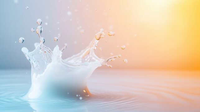 Water splash creates mesmerizing patterns against a soft gradient background