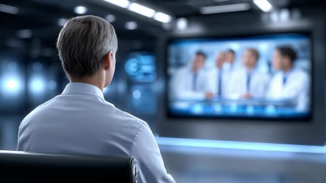 Medical Experts Discussing Treatment Plans in Teleconference Room
