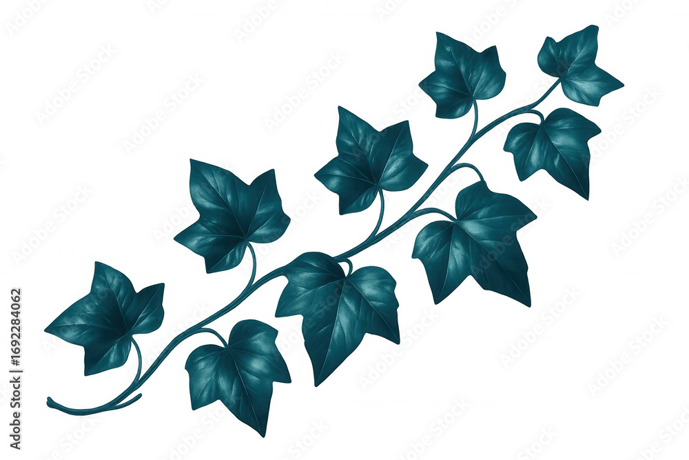 Poster teal ivy branch isolated on transparent background, ideal for various design projects requiring a to
