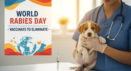 Puppy Vaccination by Veterinarian for World Rabies Day