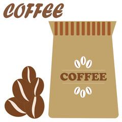 Modern coffee shop logo featuring coffee bag with bean icon. Perfect for café branding, barista themes, packaging identity, roasting design, and minimalist creative coffee shop illustrations.