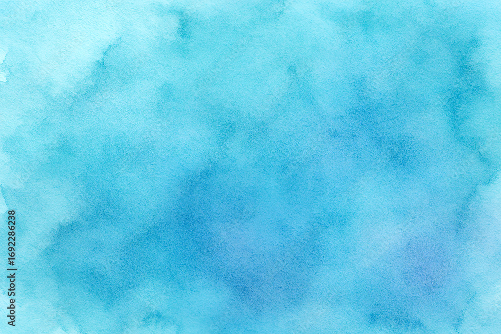 Poster abstract watercolor background with vibrant blue and turquoise washes and textured brushstrokes crea
