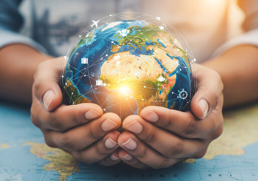 Global Travel and Connectivity Network in Human Hands