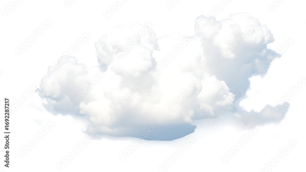Poster realistic white cloud sky element isolated on transparent background fluffy clouds in cutout isolate