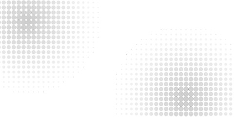 Basic halftone dots effect in gray and white color. Halftone effect. Halftone background. Pop art, comic style. Pattern with small circles Futuristic panel Vector illustration. sites, business cards.
