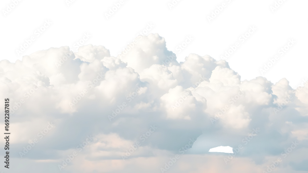 Poster realistic white cloud sky element isolated on transparent background fluffy clouds in cutout isolate