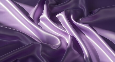 Fototapeta premium Luxurious purple satin fabric draped and folded, showcasing its smooth texture and elegant sheen