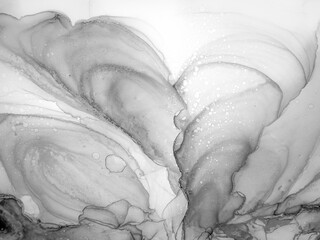 Marbled Background. Smoke Marble Streaks. Black Alcohol Ink Abstract. Metal Paint. Abstract Painting. Alcohol Ink Abstract Art. Monochrome Paint Paintbrush. Grey