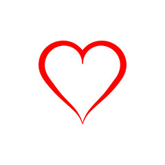 Simple red heart outline isolated on transparent background