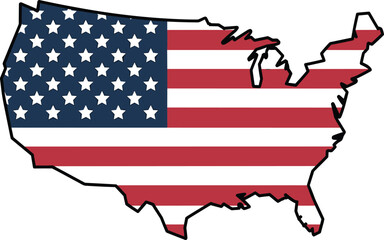 Map of the United States with American flag overlay, patriotic USA design, stars and stripes, national pride, USA symbol, geography