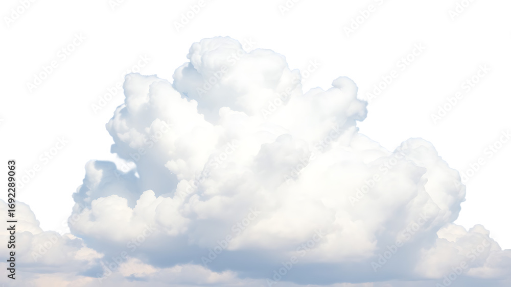 Poster realistic white cloud sky element isolated on transparent background fluffy clouds in cutout isolate