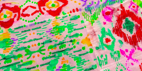 Ikat Fabric. Rainbow Art Print Geometric. Vivid