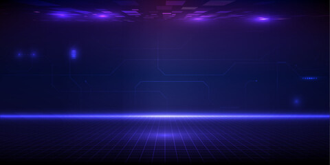 Vector illustration of abstract futuristic background with empty grid space.Digital technology concepts.