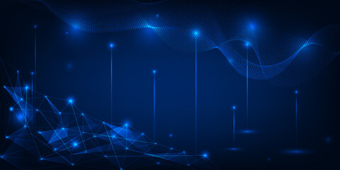 Vector illustrations of artificial intelligence streaming big data.Futuristic technology background.