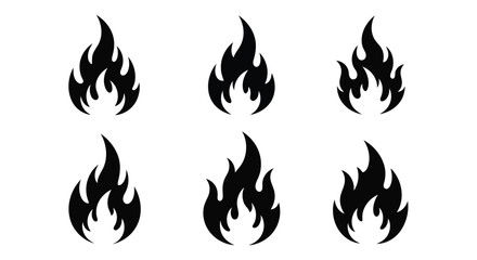 Set of fire flames for hot and burning effect