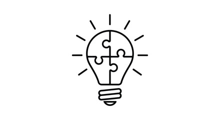 Light bulb with puzzle pieces inside