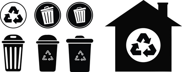 Recycle and Trash Icons | Waste Management & Eco-Friendly Symbols