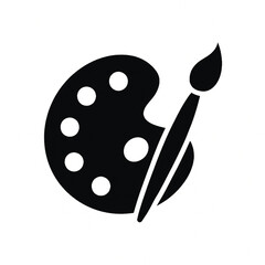 Minimalist Artist Palette and Paintbrush Silhouette &ndash; Creative Tools Vector for Branding & Education