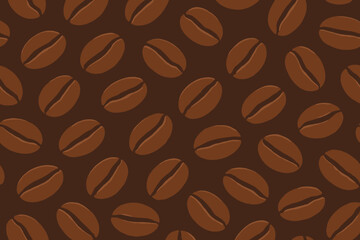 Obraz premium Coffee beans arranged in a repetitive pattern on a dark background, showcasing their rich texture and colors