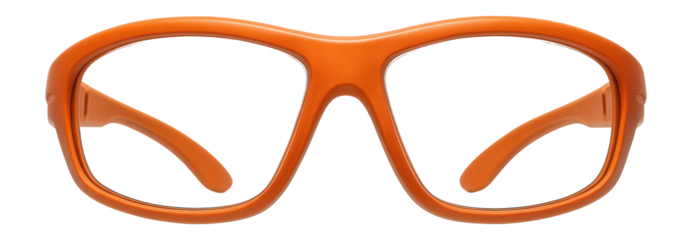 Pair of orange safety goggles with anti-fog lenses