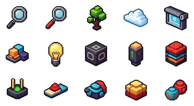 Isometric Pixel Art Icons - A Collection of Game Development Assets.