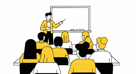 Engaging lesson in session with teacher presenting to students in a classroom setting for education needs