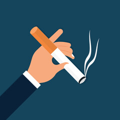 Hand of smoker holding cigarette to smoke