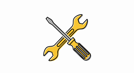 Crafting solutions with crossed wrench and screwdriver, ideal for repair services and DIY projects now