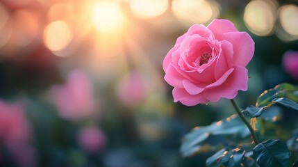 Pink rose wallpaper. Bokeh with pink roses in a garden. A beautiful field of beauty and depth of romance. Wallpaper featuring pink roses lifestyle.
