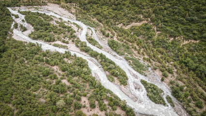 The panoramic view of the Alamedin Valley in Kyrgyzstan