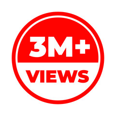  3 Million views png, innovative number layout, viral reach graphic, simple modern counter