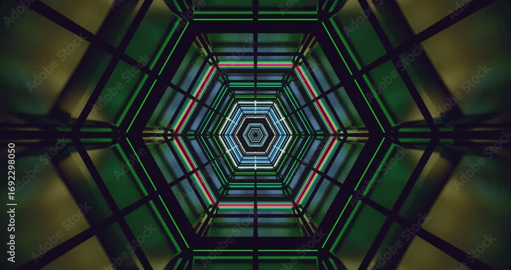 Aufkleber fluorescent lights form intricate geometric shapes that continuously shift and swirl, creating a cap