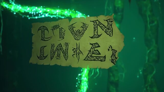 Ancient scroll with green glow