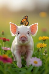 pig and butterfly