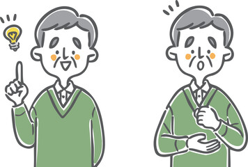 納得理解する男性　上半身　ベクター
