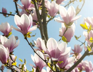 Obraz premium Blossoming magnolia tree in sunlight