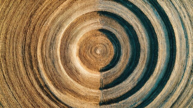 Circular patterns in a cultivated field.